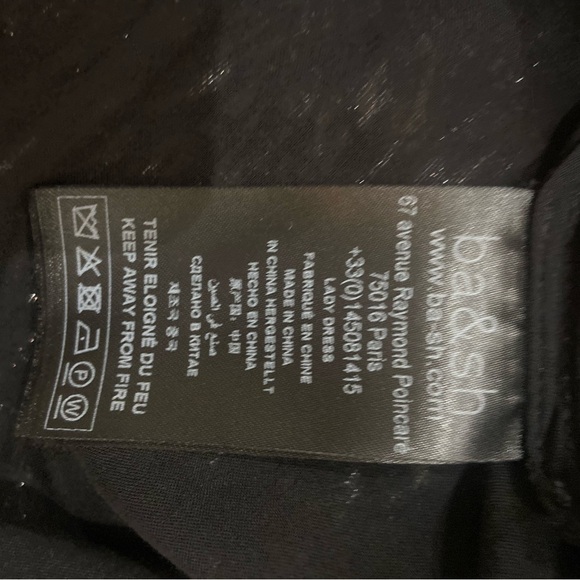 Ba&sh glen mini dress tiered skirt silk blend metallic long sleeve leaf print xs - Picture 15 of 15